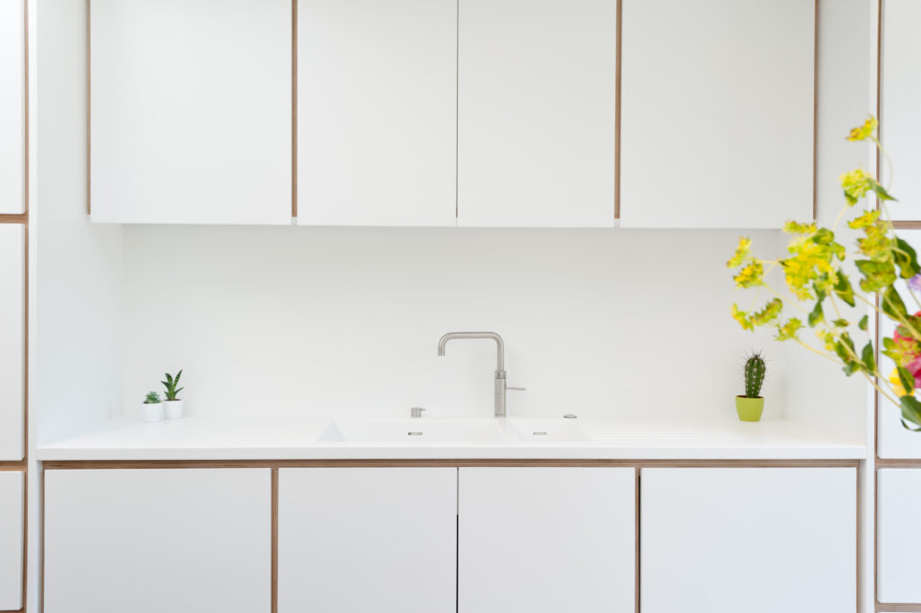 Sink area with plywood details