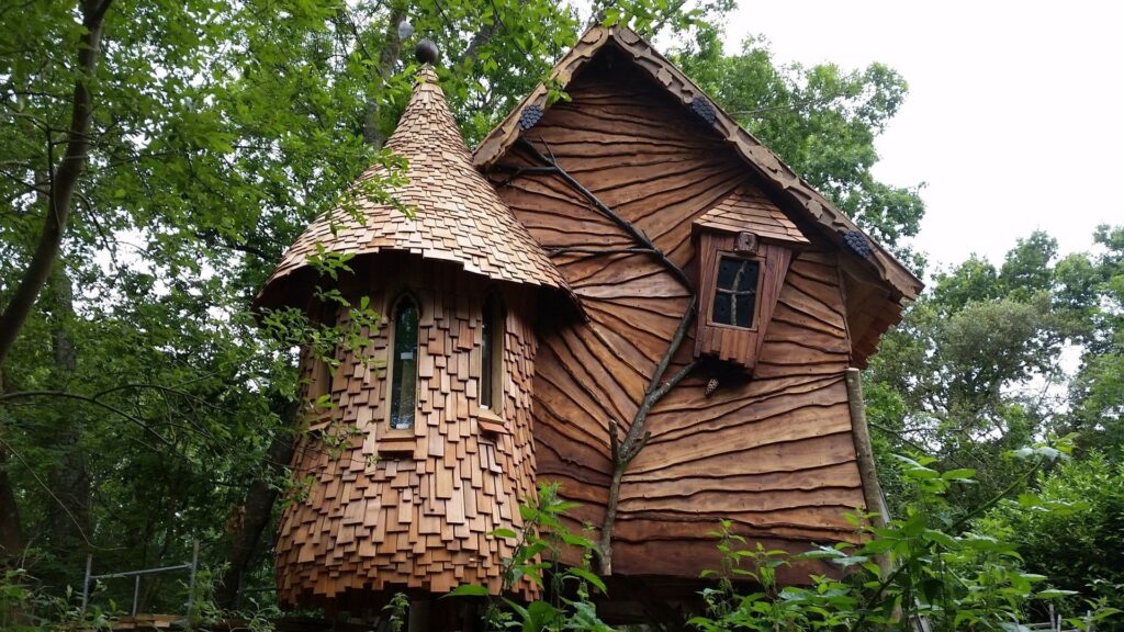 Funky tree house in woods