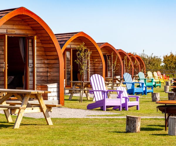 Glamping pods in the sun